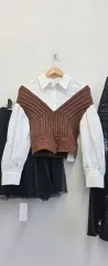 ニット ベスト シャツ レイヤード ブラウス