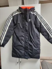 アディダス 3本線 ロングダウンジャケット ブラック