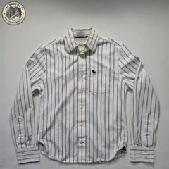 ​【美品】アバクロ ストライプシャツ M MUSCLE FIT 綿100% 白×茶