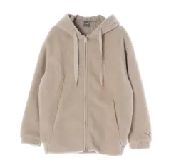プーマ レディース ボア フリース フーディ ジップアップ ベージュ