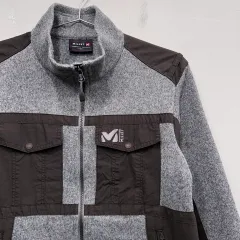 ミレー マウンテン ナイロン バイカラー ハイネック ニット ジップアップ