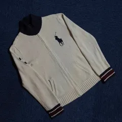 ポロ ラルフローレン アイボリー ニット ジップアップ