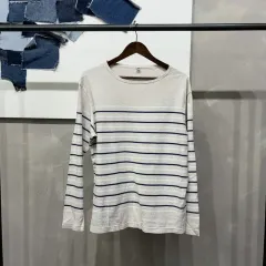 (100) UNIQLO ユニクロ U ライフ カジュアル ストライプ ロングスリーブ ラウンドネック 長袖 Tシャツ