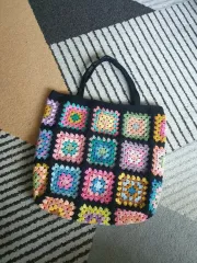 花柄 ハンドメイド 手編みバッグ