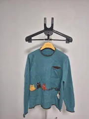 ヴィンテージ 猫 刺繍 ニット