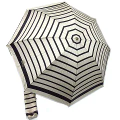新品同様 バーバリー BURBERRY 雨傘 折りたたみ傘 ボーダー サテン ブラック シャンパンゴールド