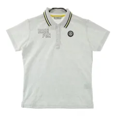 サイズ：M AND PER SE アンパスィ  半袖ポロシャツ 英字総柄 HAUE FUN ホワイト系 [240101650024] ゴルフウェア レディース ストスト