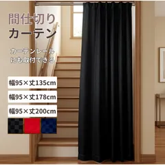 間仕切りカーテン パーテーション フラットカーテン ブラック レッド ネイビー のれん 無地 目隠し 幅95cm 丈135 178 200 １枚入 マルチネクストのサムネイル