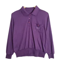 ヴィンテージ PURPLE パープル ポロTシャツ L ヴィンテージ PK長袖Tシャツ / レトロ