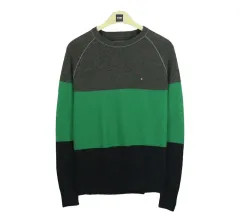 19018 トミーヒルフィガー ウール 100% ニットTシャツ 100 メンズ 長袖Tシャツ ブランド古着