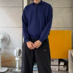 90s アディダス スペル ロゴ コットン ハーフジップ ニット