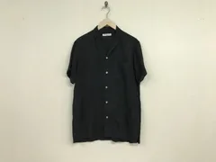 本物アメリカンラグシーAmericanRagCieオープンカラーサテン光沢柄半袖シャツメンズサーフワークアメカジミリタリービジネススーツモードゴルフドレスストリートスケーター黒ブラック日本製2M