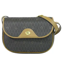 本物 クリスチャン ディオール Christian Dior ハニカム柄 ショルダーバッグ ポシェット PVC ブラック バッグ 中古・