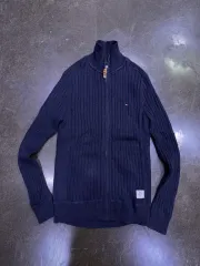 トミーヒルフィガー ニット ジップアップ ニット カーディガン ジャケット ネイビー S