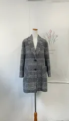 ROEM チェック パータン ポイント ルーズフィット ロング コート