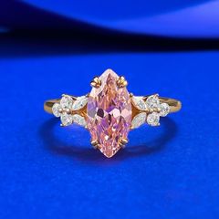 276 大粒ローズクォーツ ティアドロップリング シルバー925イエロー 