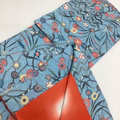 グレー花柄シルク小紋着物 袷 - メルカリ