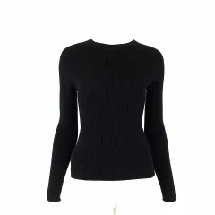 ユニクロ UNIQLO シー C 24AW 3D メリノ ブレンド リブ セーター ニット クルーネック ウール 長袖 S 黒 ブラック