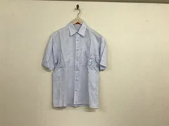 本物グリーンクラブGREENCLUBSコットン麻リネンボーダー柄スヌーピー刺繍半袖シャツメンズサーフワークアメカジミリタリービジネススーツモードゴルフドレスストリートスケーター3白ホワイト青ブルーL