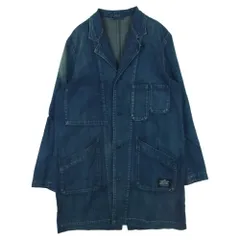 uniform experiment ユニフォームエクスペリメント 19AW UE-192042 DAMAGED SHOP COAT ウォッシュ加工 8オンス デニム ステンカラー コート インディゴブルー系 1【中古】のサムネイル