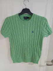 ポロラルフローレン ケーブル 半袖 ニット グリーン 90 95