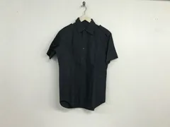 本物コムサデモードCOMMECADUMODEコットン麻リネン半袖シャツメンズサーフワークアメカジミリタリービジネススーツモードゴルフドレスストリートスケーター黒ブラックS日本製