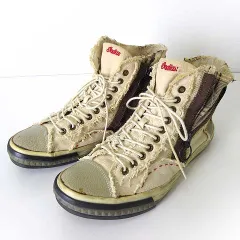 INDIAN インディアン スニーカー シューズ ハイカット キャンバス レザー サイドジップ 26.5cm アイボリー ブラウン くつ 靴