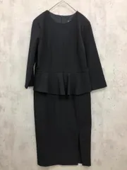 ZARA basic ザラ ベーシック 2217/369/800 肩パット ペプラム スリット ワンピース sizeL/黒 ■■ レディース