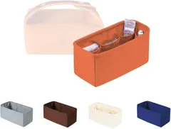 新品 KINGS IN BAG エルメスブリッドアブラック用 バッグインバッグ サテン製 仕切り ポケット付き 軽量 収納 通勤用 (オレンジ ブリブラPM用)
