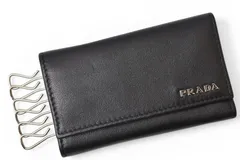 プラダ キーケース/キーホルダー PRADA 6連 レザー NERO/ブラック シルバー金具【中古】