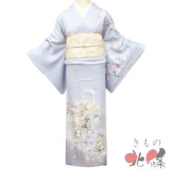 訪問着 着物 中古 正絹 袷 フォーマル 金駒刺繍 花の図 御車 多色 金