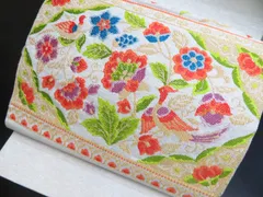 a2506-3 名古屋帯 八寸 美品 正絹 着物 松葉仕立て 明綴れ