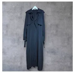 ブラック ロング トレンチ コート レディース