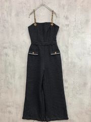 ROYAL PARTY ロイヤルパーティー 7241-081-1 チェーンストラップツイード オールインワン sizeF/黒 ■◆◎レディース