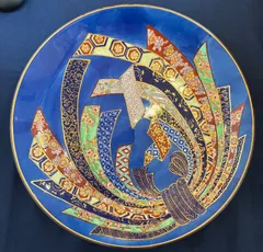有田焼系　桜山作 大皿 色絵 金彩 和柄 飾り皿 在銘