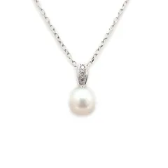 【 美品 】MIKIMOTO ミキモト ネックレス ペンダント 新品仕上げ済 K18WG パール ダイヤモンド アコヤ真珠 入学式 卒業式 結婚式 ジュエリー Aランク レディース 真珠のサムネイル