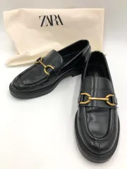 ZARA ザラ バックル フラット ローファー シューズ size36/黒 ■■ レディース
