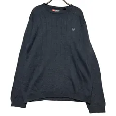 CHAPS チャップス 鹿の子ニットセーター メンズL 古着 100%コットン  ネイビー【ニットセーター】 / IA311のサムネイル