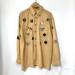 HARDY AMIES SPORT ハーディエイミススポーツ シャツ 長袖 ワッペン付き R-82295-7 古着 メンズ XLサイズ イエロー トップス A16110◆のサムネイル