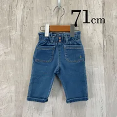 ap10484 OBAiBi オバイビ BABY ベビー パンツ 70 9M 71cm インディゴ ブルー 青 長ズボン デニム ジーンズ ジーパン フリル カジュアル ウエストゴム 9ヶ月 OBAÏBIのサムネイル