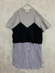 ENFOLD エンフォルド 3007A283-1310 レイヤード ワンピース size38/グレー/ブラック/ブルー ■◆ レディース