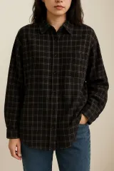 スタイリッシュ CHECK オーバーサイズシャツ 暖かい どこでも万能 シャツ 55 77