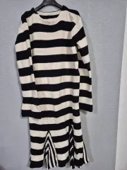 ウール混ストライプフリルニットONE PIECE 66前後