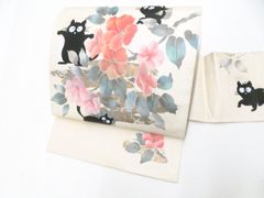 うさぎ 刺繍 京袋帯 名古屋帯 アイボリー ツモリチサト 大人可愛い 