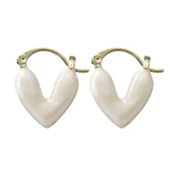 【アイボリー×ピアス】[Cream dot. クリームドット公式] ピアス レディース   ニッケルフリー フープ ワンタッチ キャッチレス ハート ぷっくり ラメ マーブル模様 ライトブルー のサムネイル