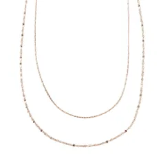 【ピンクゴールド×ワンサイズ】[Cream dot. クリームドット公式] ネックレス レディース  ステンレス製 金属アレルギー対応 つけっぱなし ショート ペタル スエッジ チェーン 2連 レイヤード風 極細 スキンジュエリー  のサムネイル