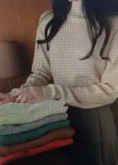 (海外配送)秋 冬 ゴージ タートルネック ニット Tシャツ (複数カラー)