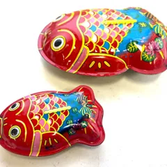 【昭和レトロ】ブリキ製 金魚の玩具 大小 2個セット