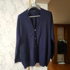 ユニセックス) ルーズフィット ネイビー カーディガン (Free Size)