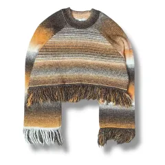 ザラ オレンジ ストライプ クロップド ニット